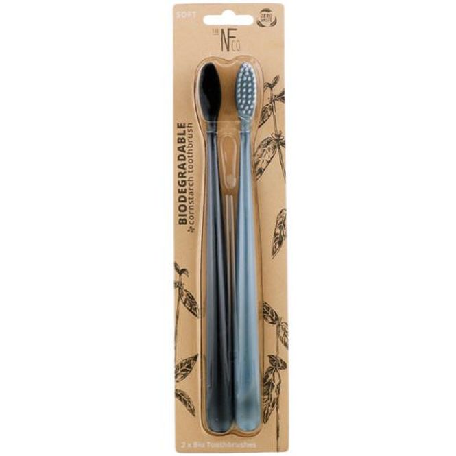 Hovedbilde 2-pk komposterbare tannbørster, Sort & Grå / The Natural Family