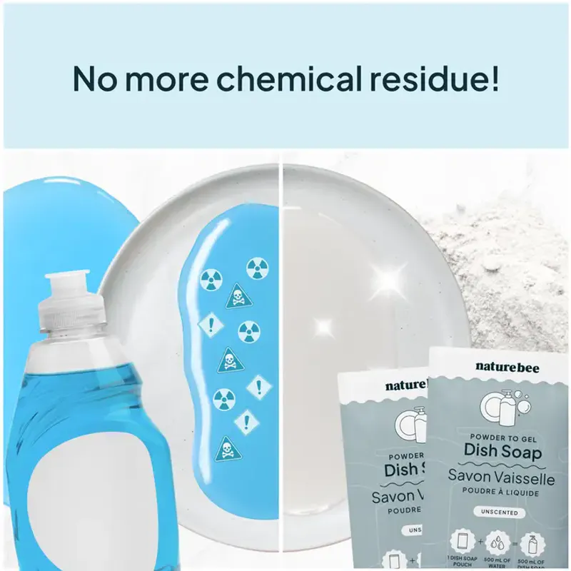 Refill Dish Soap - Powder To Gel , Duftfri / Nature Bee