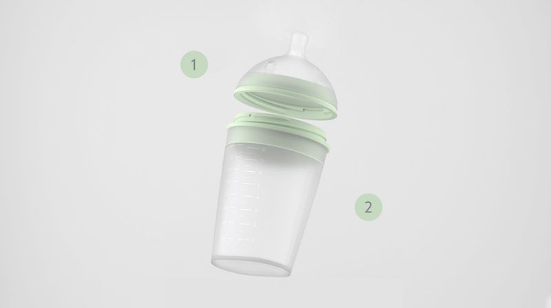 Tåteflaske i silikon 150ml, GRØNN / BORRN