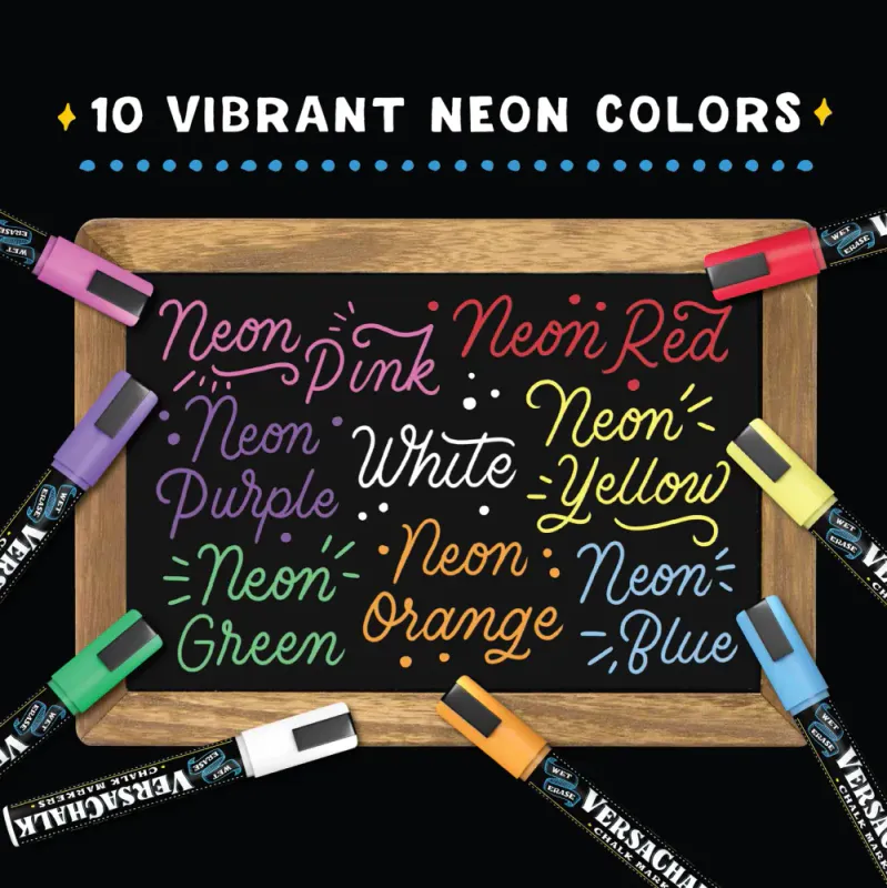 8pk krittpenn - Neon 3mm Fine Tip / VersaChalk