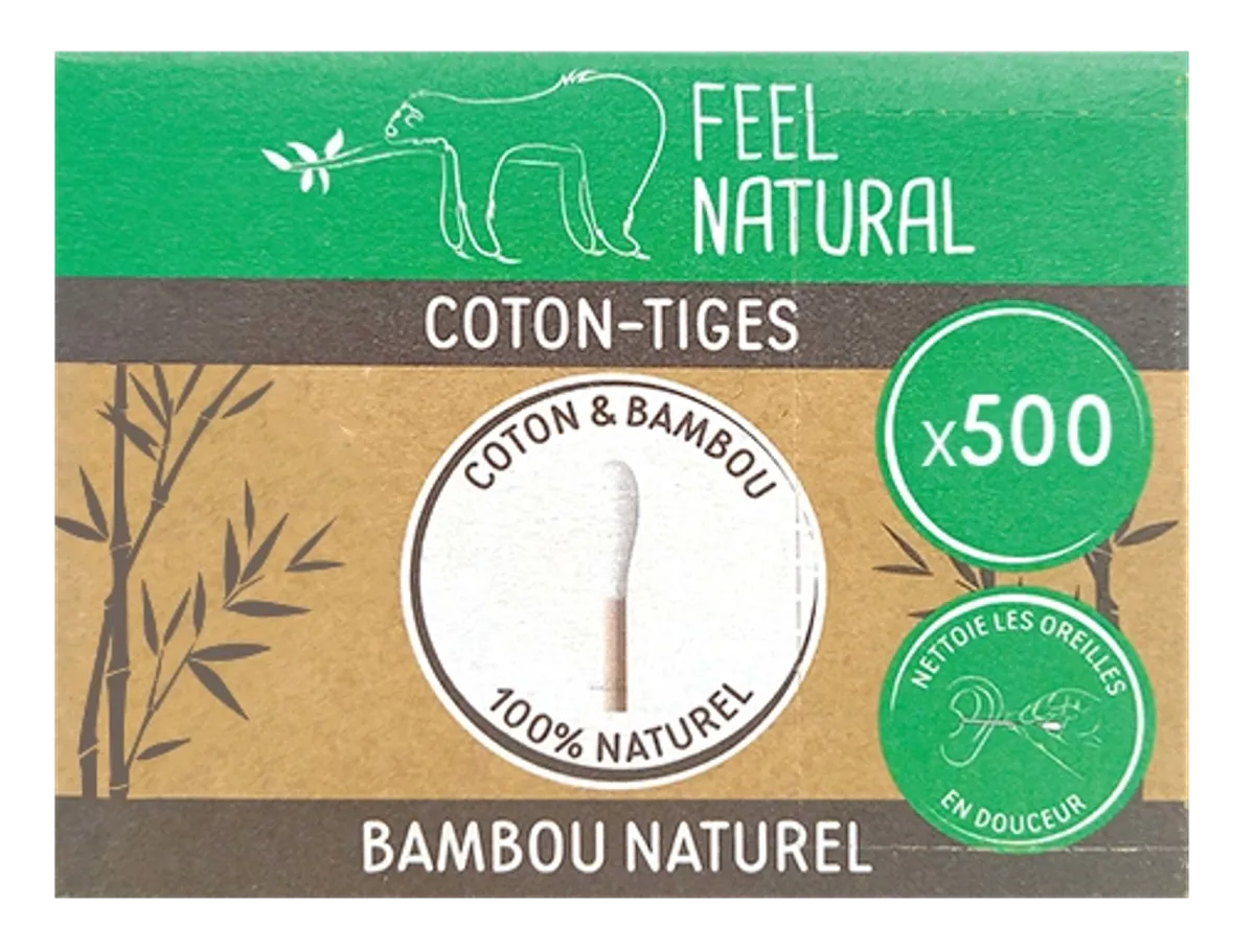 500 stk ørepinner i bambus og bomull / Feel Natural 