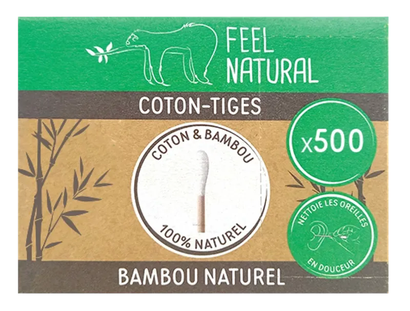 500 stk ørepinner i bambus og bomull / Feel Natural 