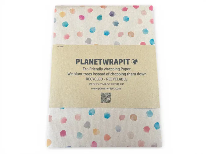 Hovedbilde Fargerike prikker - miljøvennlig gavepapir / PlanetWrapIt