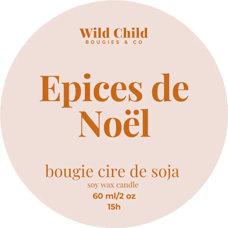 Christmas Spices Duftlys 15t, naturlig Soyavokslys - WILD CHILD Bougies & Co