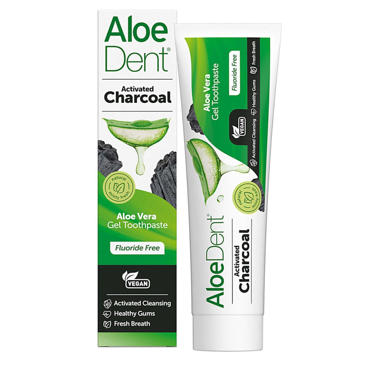 Charcoal Aloe Vera Toothpaste - Fluoride Free 100ml / AloeDent