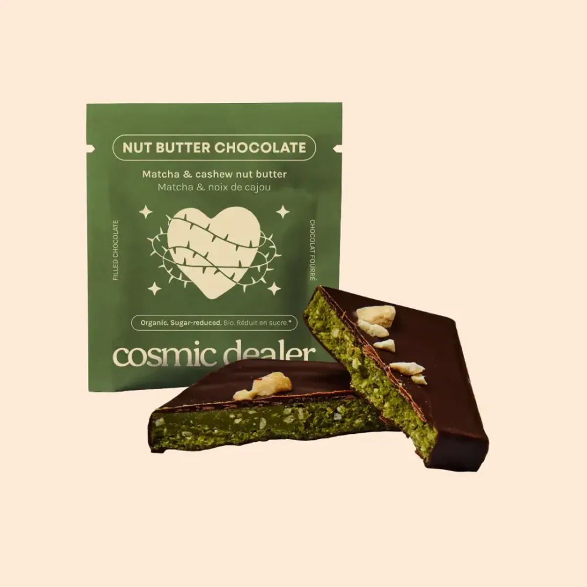 Nut Butter Chocolate: MATCHA & CASHEW 20g / Cosmic Dealer