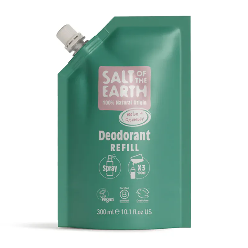 REFILL 300ml - Melon & Cucumber Natural Spray Deodorant / Salt of the Earth 