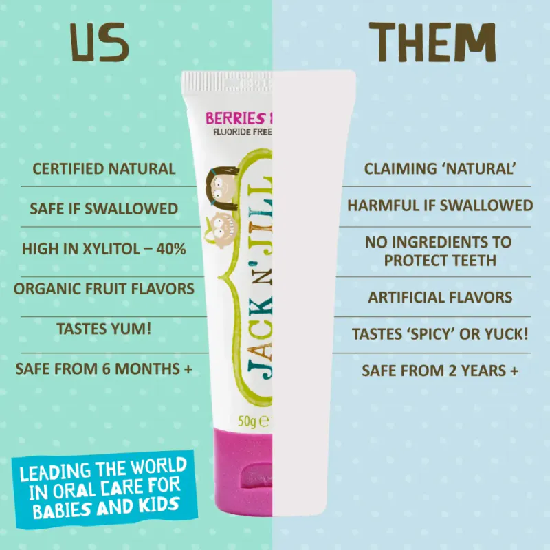 Naturlig tannkrem til barn, Berries & Cream 50g / Jack N`Jill 