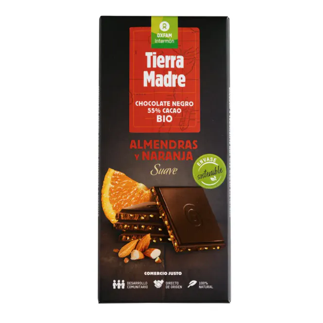 Hovedbilde 55% Organic Dark Chocolate Almonds & Orange100g / Tierra Madre