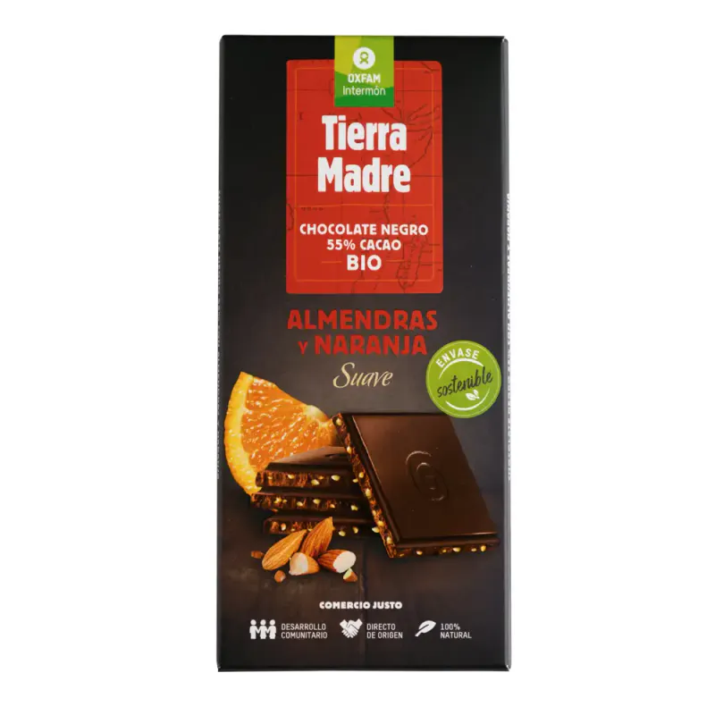 55% Organic Dark Chocolate Almonds & Orange100g / Tierra Madre
