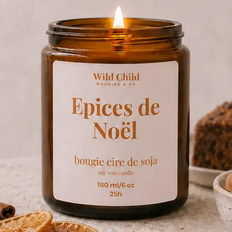 Christmas Spices Duftlys 25t, naturlig Soyavokslys - WILD CHILD Bougies & Co