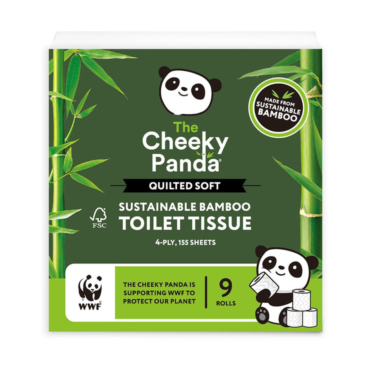 9 ruller toalettpapir i bambus - QUILTED SOFT / The Cheeky Panda