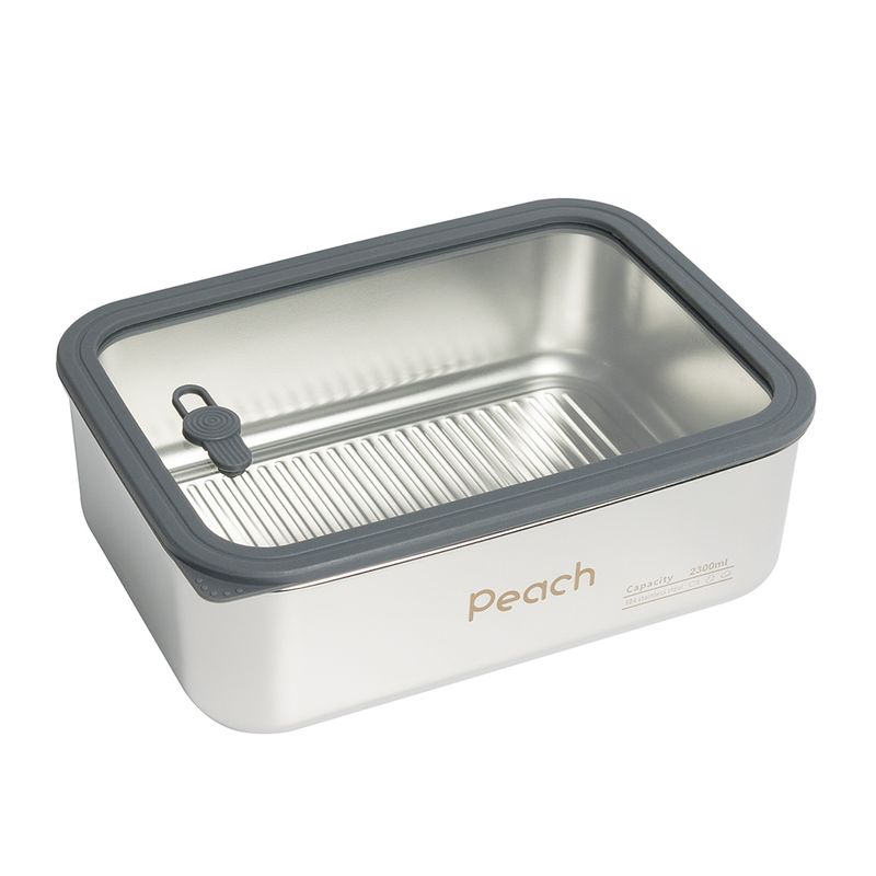 Stålboks med glasslokk 2300ml / Peach