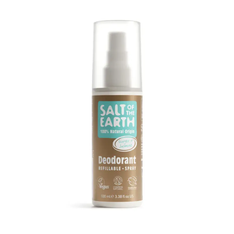 Ginger & Jasmine - Natural Deodorant Spray 100ml / Salt of the Earth 