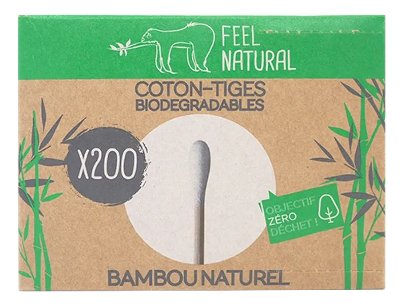 200 stk ørepinner i bambus og bomull / Feel Natural 