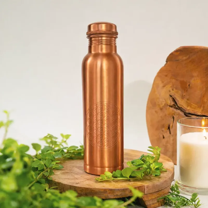 7 Chakras copper water bottle polished 750 Ml - Ayurveda Specialist