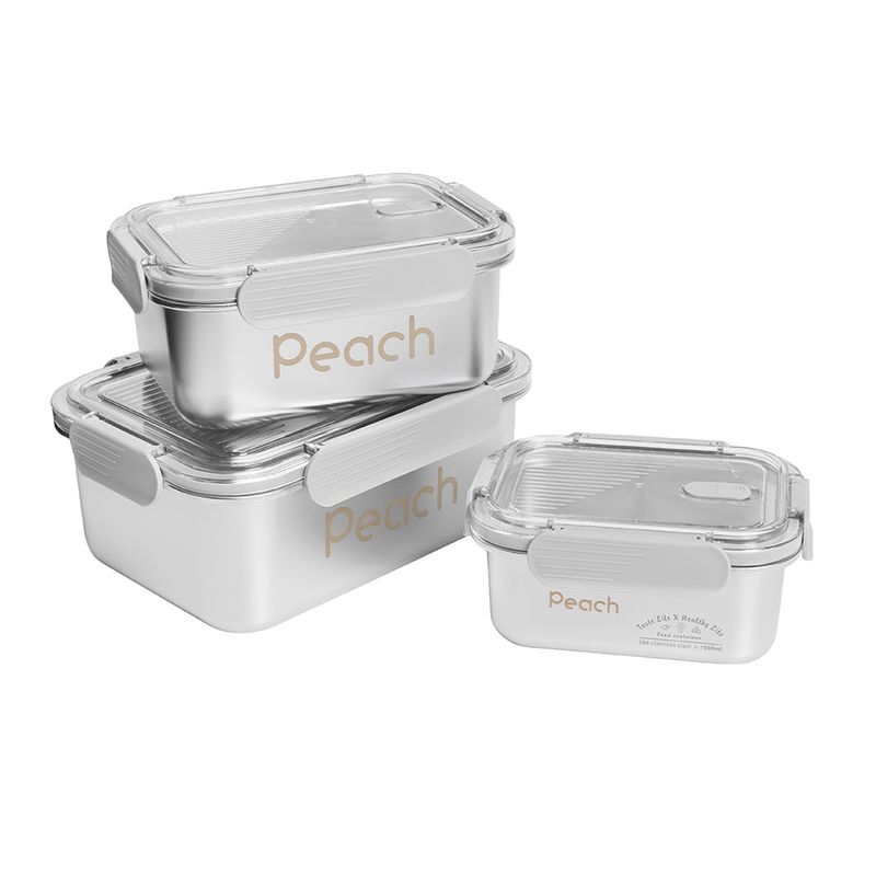 Stålboks med tett plastlokk 1600ml / Peach