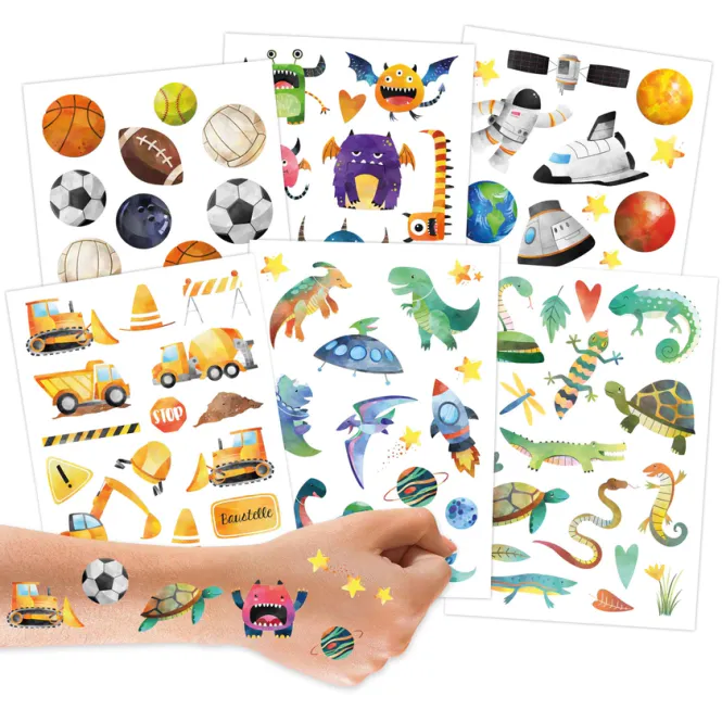 Hovedbilde Maskiner & Dino - midlertidig tatovering / Papierdachen