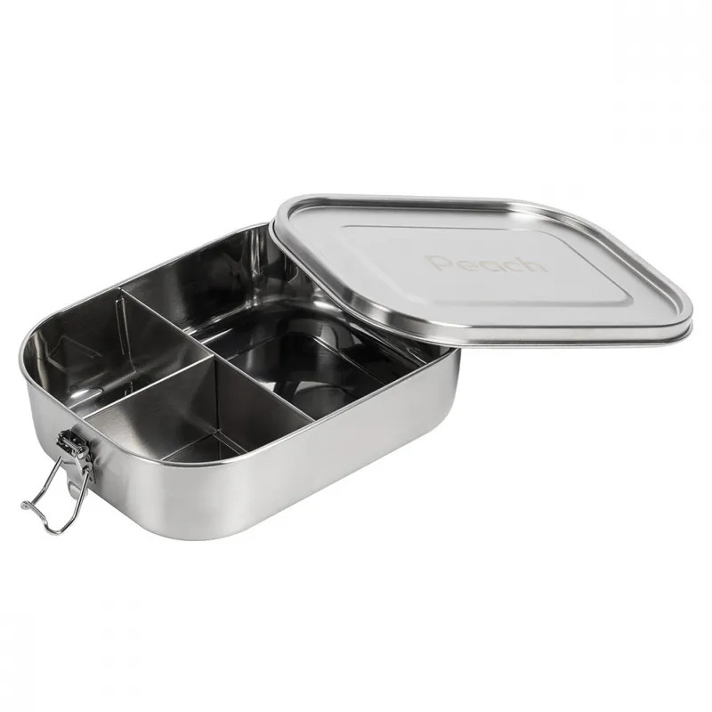 1400 ml lekksikker matboks i stål  med tre rom / Peach