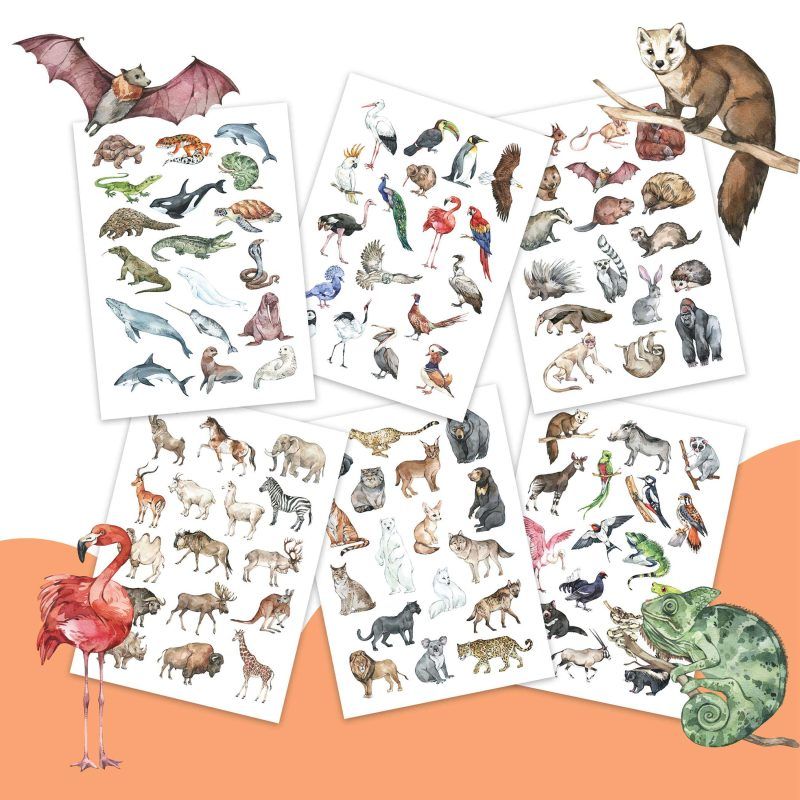 World of Animals - midlertidig tatovering til barn / Papierdrach