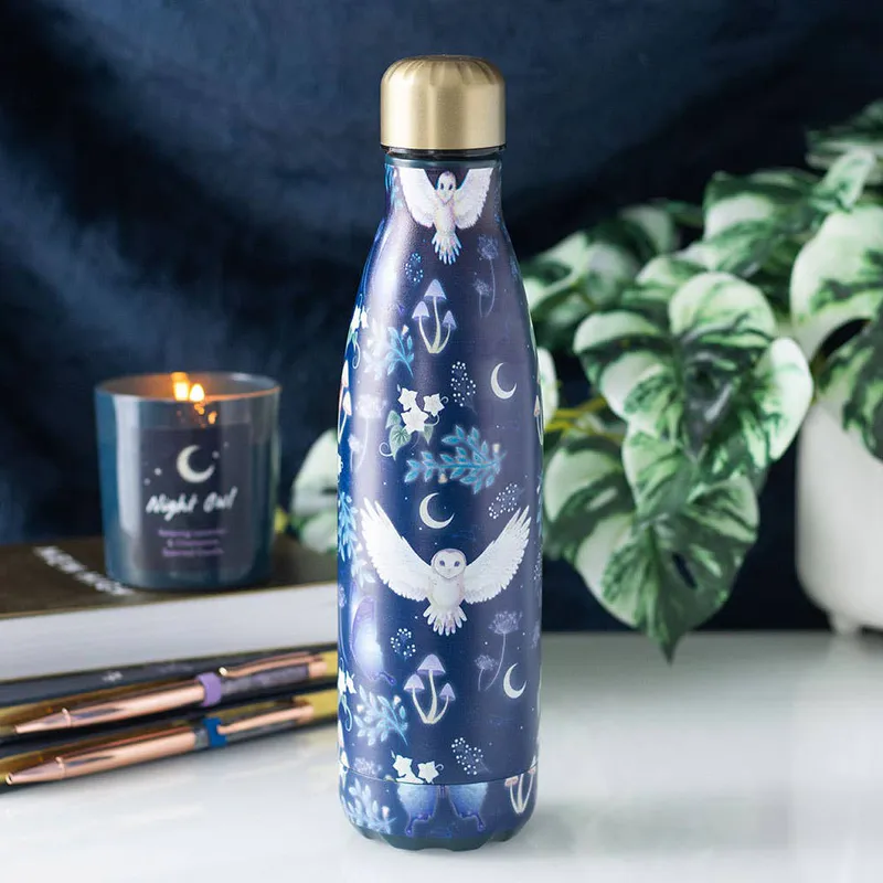 Night Flight Owl Print Water Bottle 500 ml, Something Different