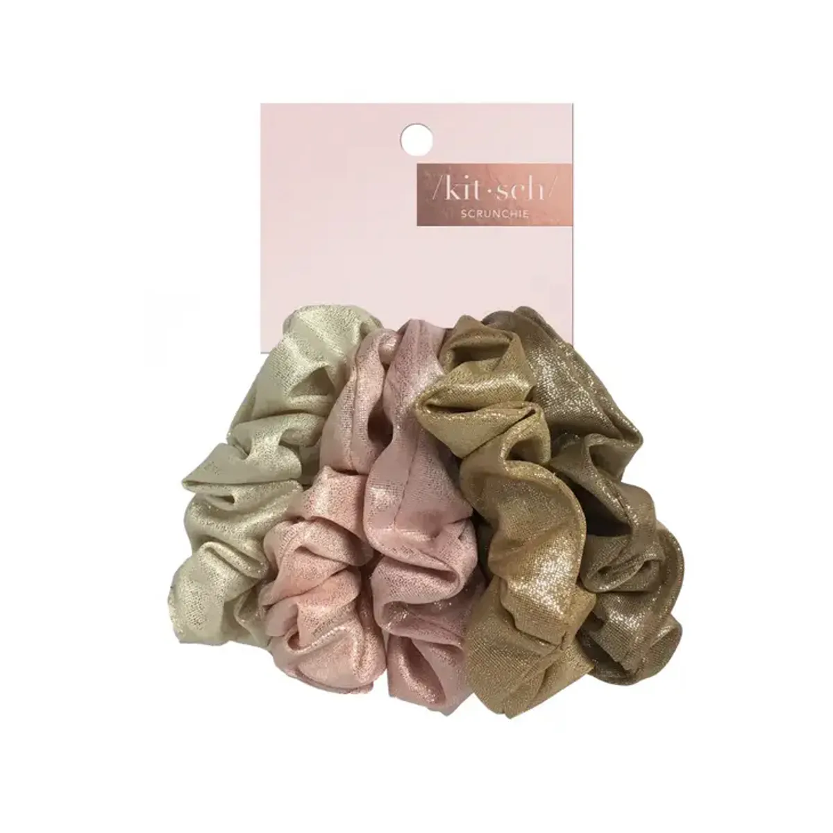 5 pk Metallic Scrunchies, Blush Mauve / Kitsch