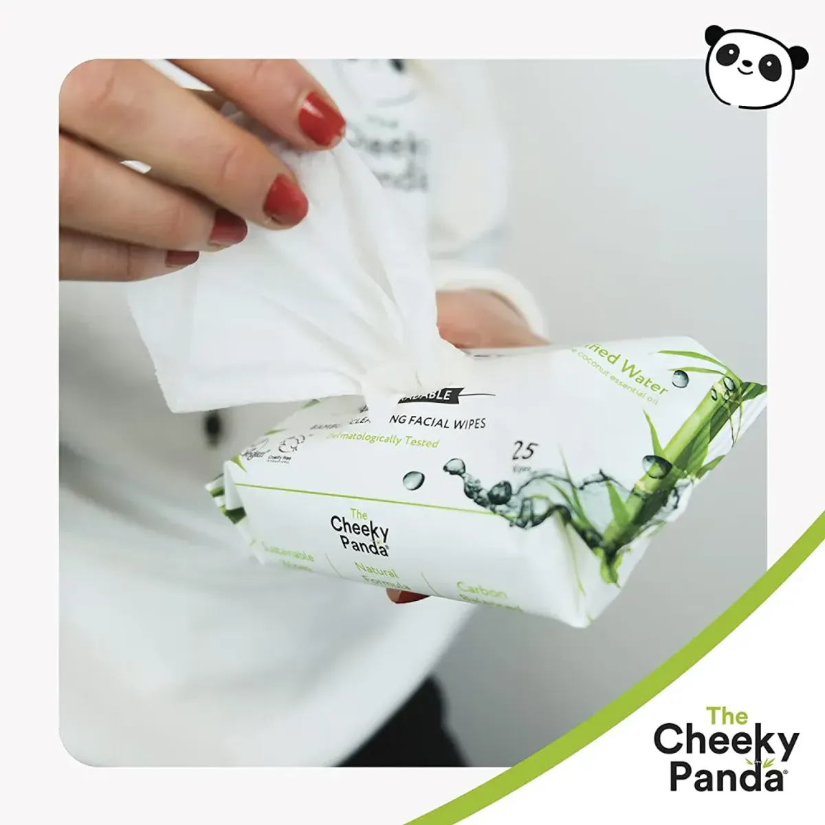 Våtservietter til ansikt, duftfri 25 stk / The Cheeky Panda