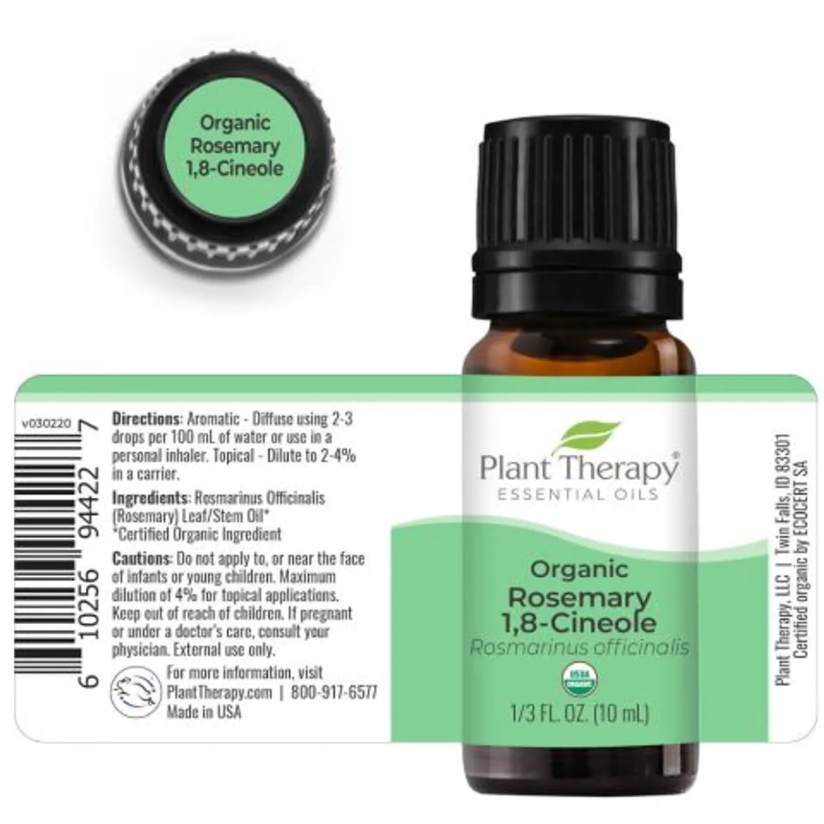 Rosmarin eterisk olje 10 ml, økologisk / Plant Therapy