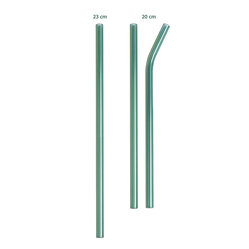 Rett sugerør i glass, Moss Green 20cm / Peach