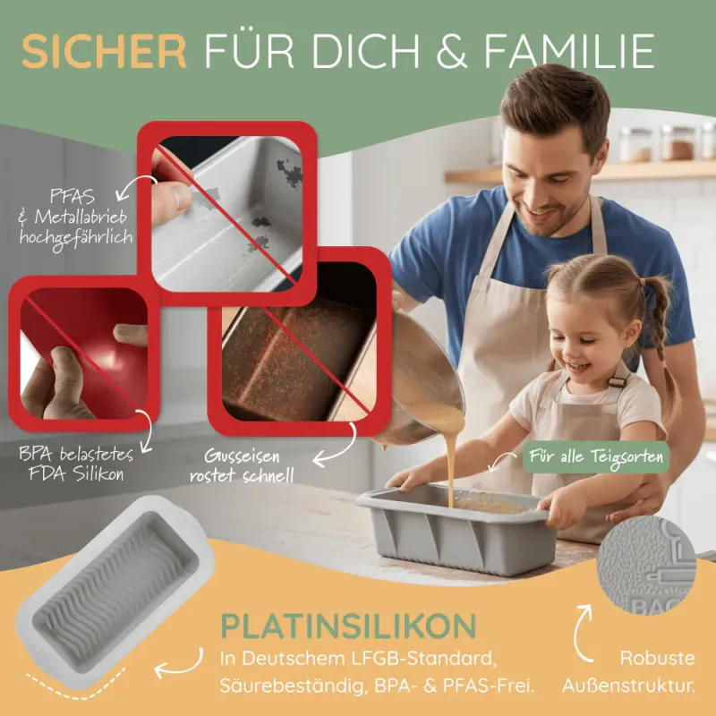 Liten brødform i silikon - riller 21 cm - 1.2 liter / Backefix