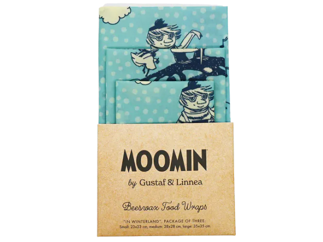 Hovedbilde 3pk økologisk bivoksark Mummitrollet - In Winterland / Moomin By G&L