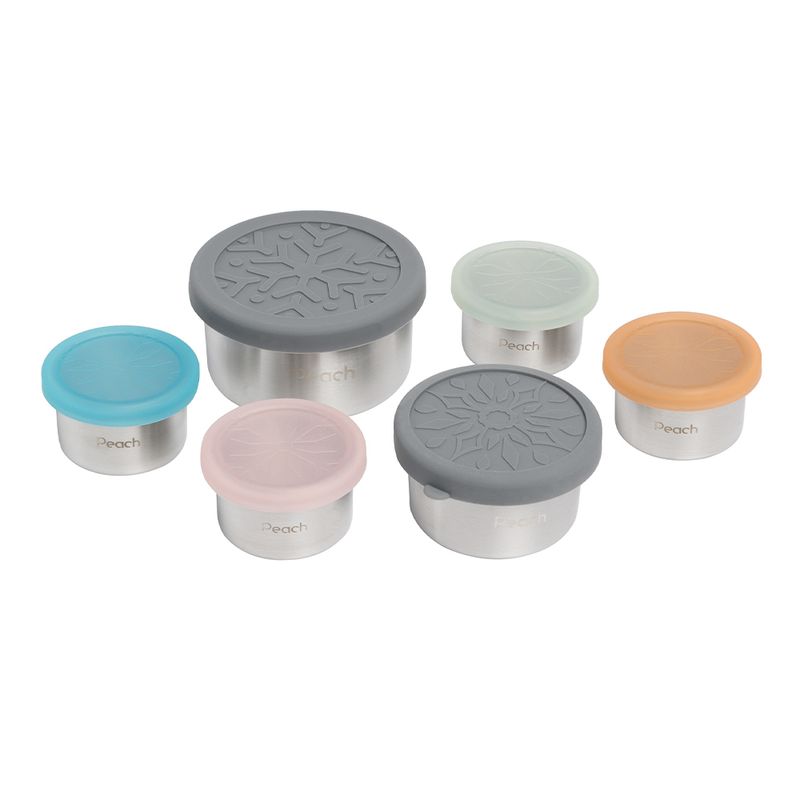Rund stålboks 220 ml, tett silikonlokk / Peach