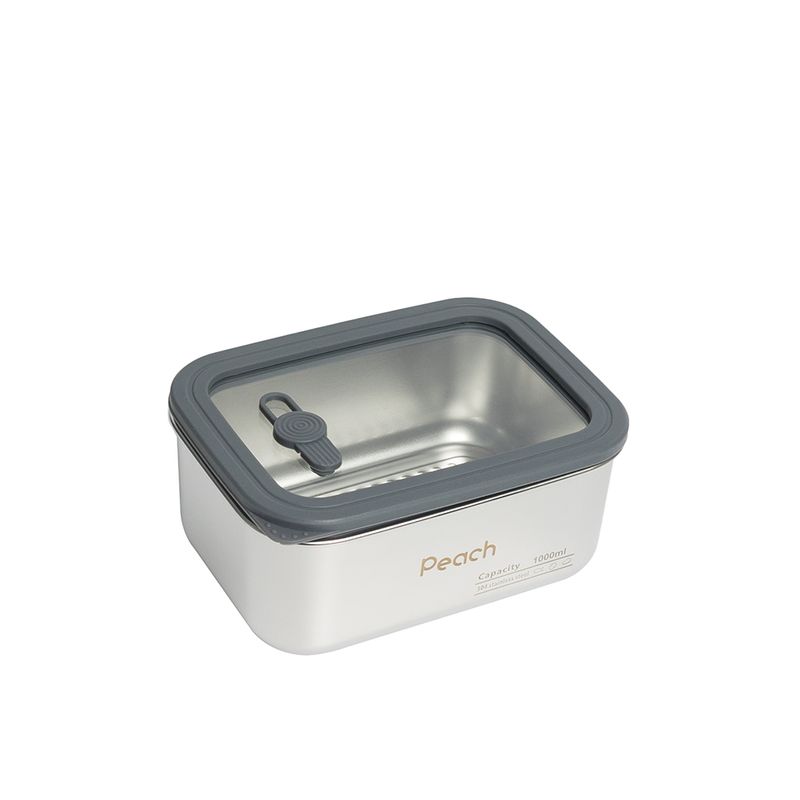 Stålboks med glasslokk 1000ml / Peach