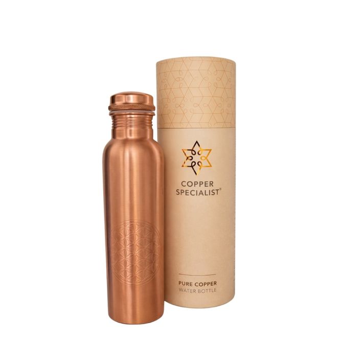 Hovedbilde Drikkeflaske i kobber - Flower of Life 850ml / Ayurveda Specialist B.V