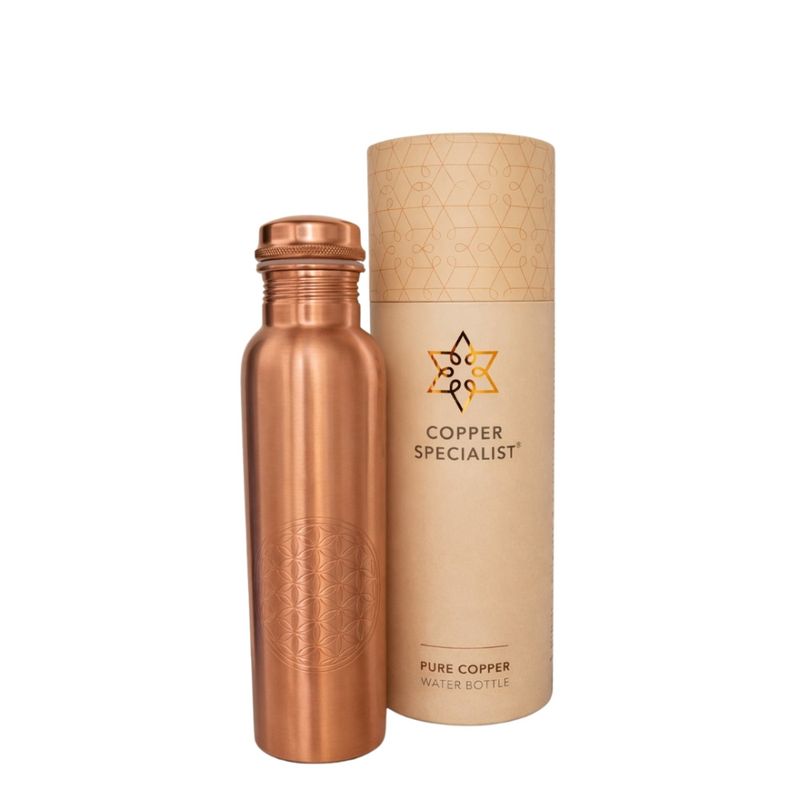 Drikkeflaske i kobber - Flower of Life 850ml / Ayurveda Specialist B.V