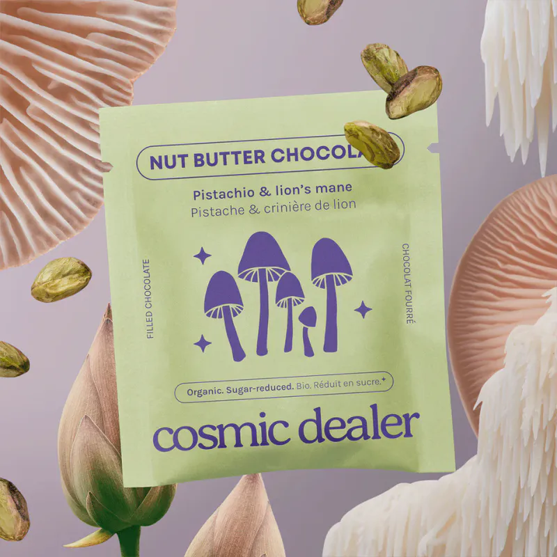 4x20g Nut Butter Chocolate: PISTACHIO & LION'S MANE 20g / Cosmic Deale