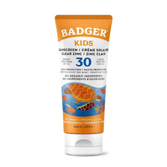 Hovedbilde Solkrem SPF 30 KIDS Clear Zinc, mandarin & vanilje / Bagder