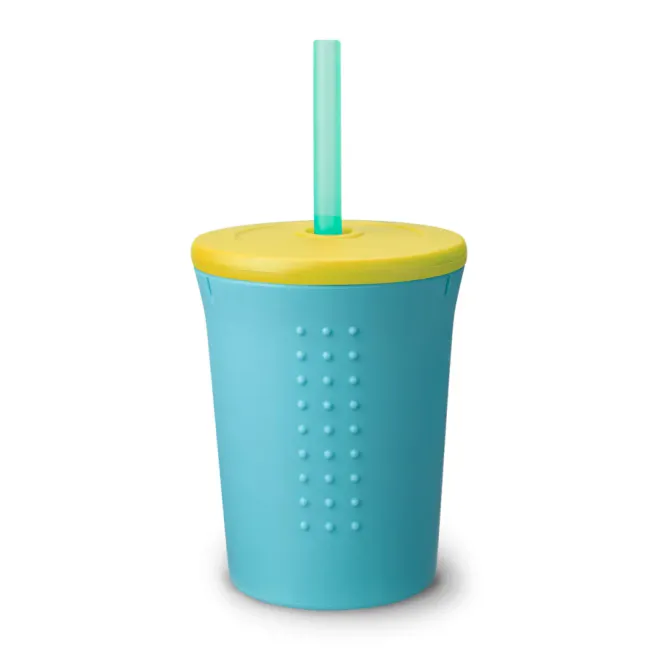 Hovedbilde Silikonkopp med lokk og sugerør - Sky Blue|Banana|Sea 340ml / GoSili