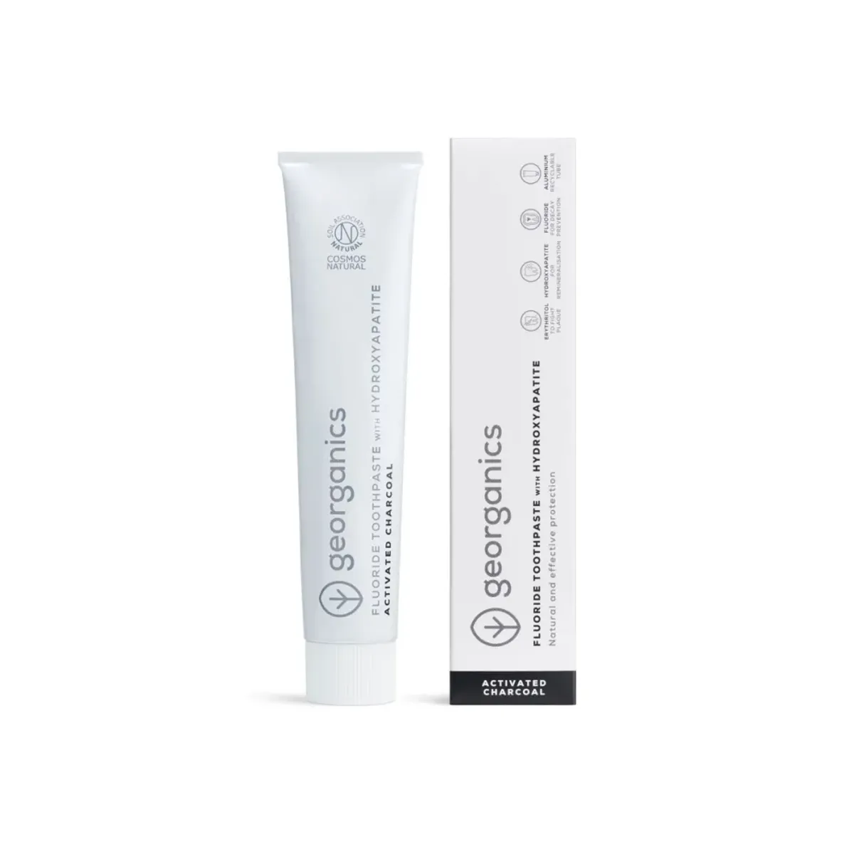 Fluoride Hydroxyapatite Toothpaste, Activated Charcoal 75g / Georganics