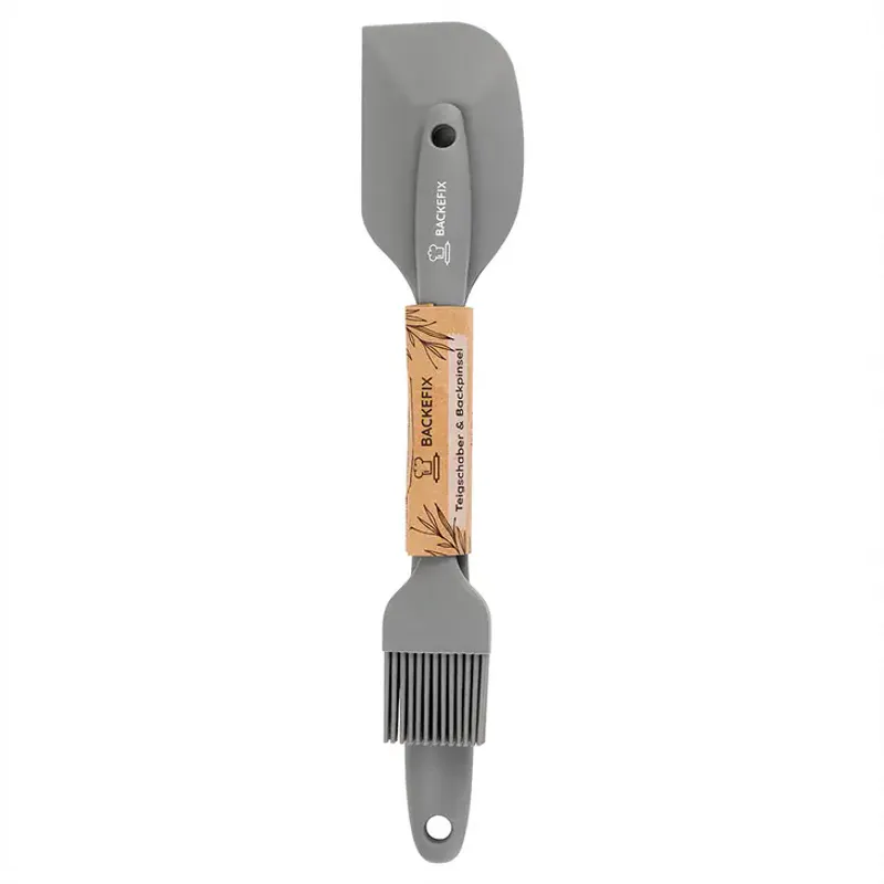 Bakepensel + slikkepott i silikon, grå / Backefix