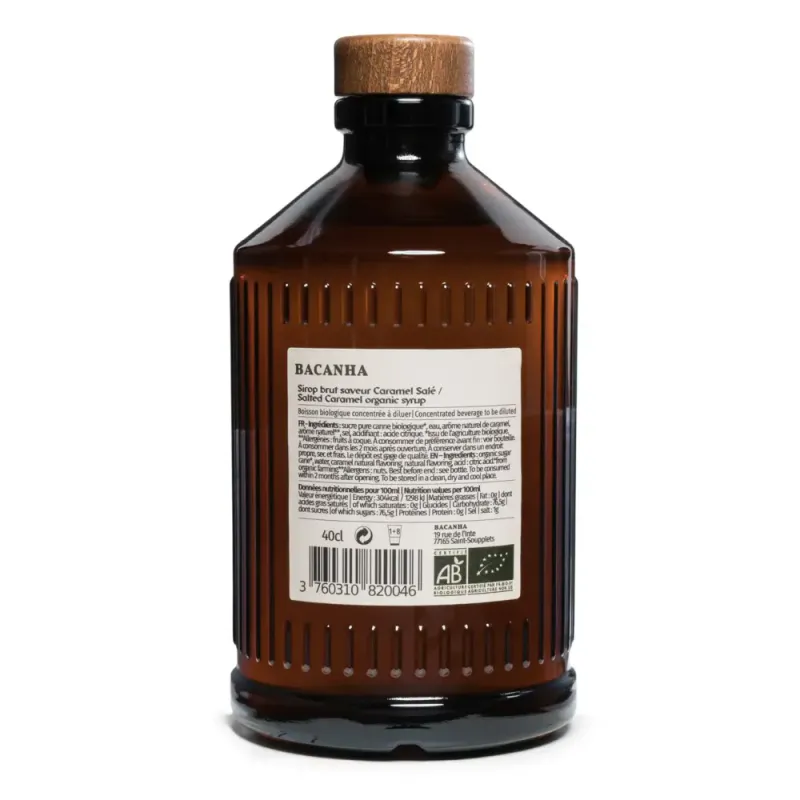 Raw Salted Caramel Syrup, Organic 400ml / Bacanha