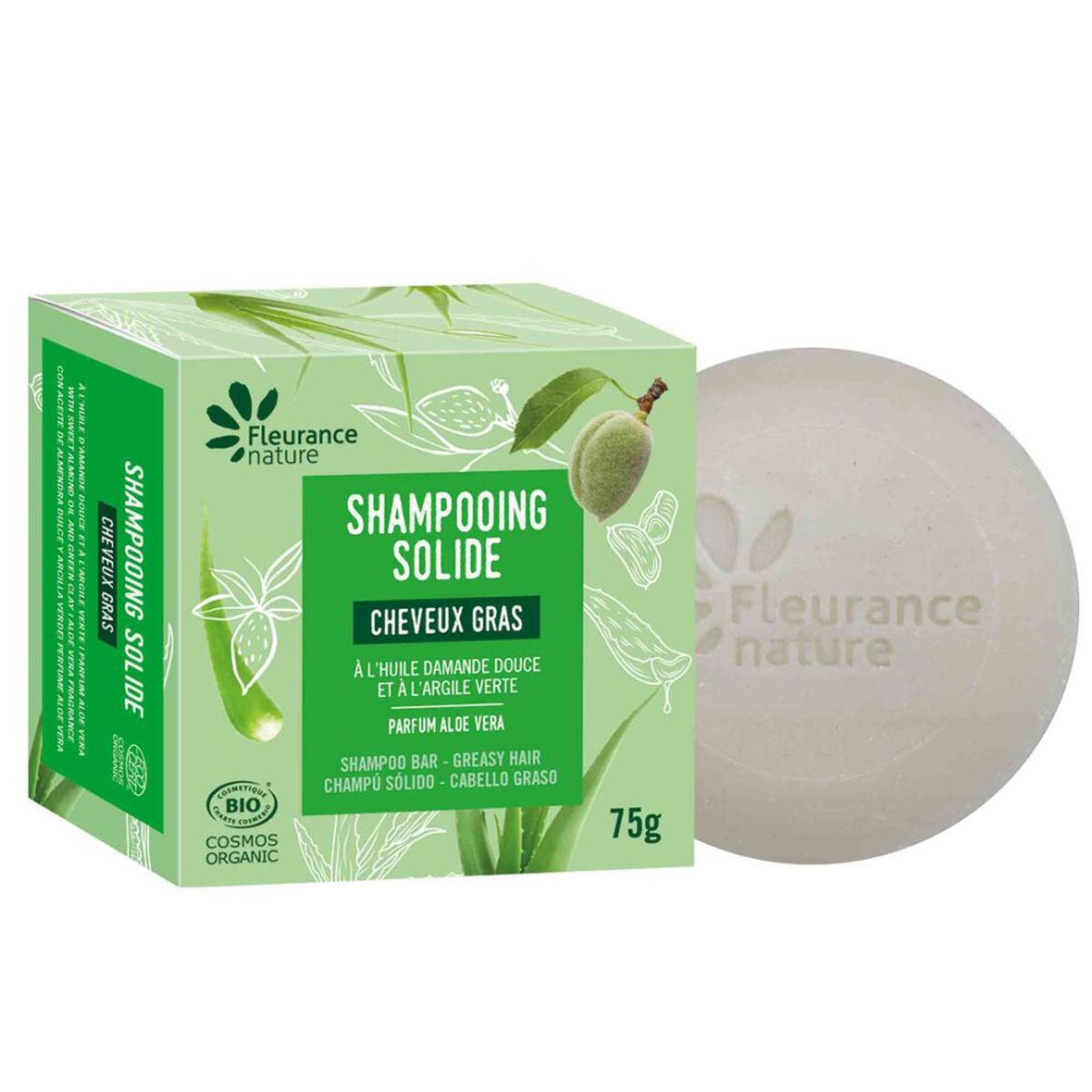 Organic Solid Shampoo Greasy Hair 75g / Fleurance Nature