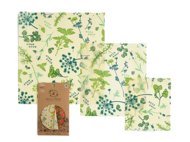 Hovedbilde 3pk vegansk voksark str. S,M,L - Herb Garden / Bee´s Wrap