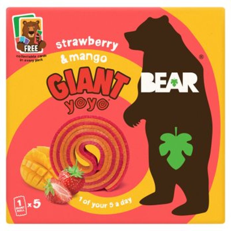 5-pk GIANT fruktrull med jordbær & mango 5 x 20g / BEAR